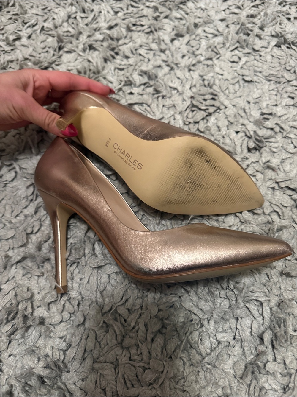 Charles By Charles David Metallic Rose Gold Pointed-Toe Pumps - Picture 9 of 9